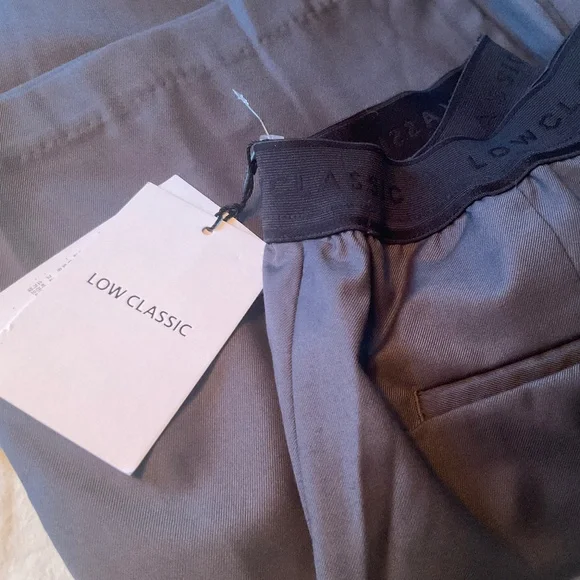 Low Classic NWT Pants Elastic Waistband Logo Pull On Gray - Picture 13 of 13